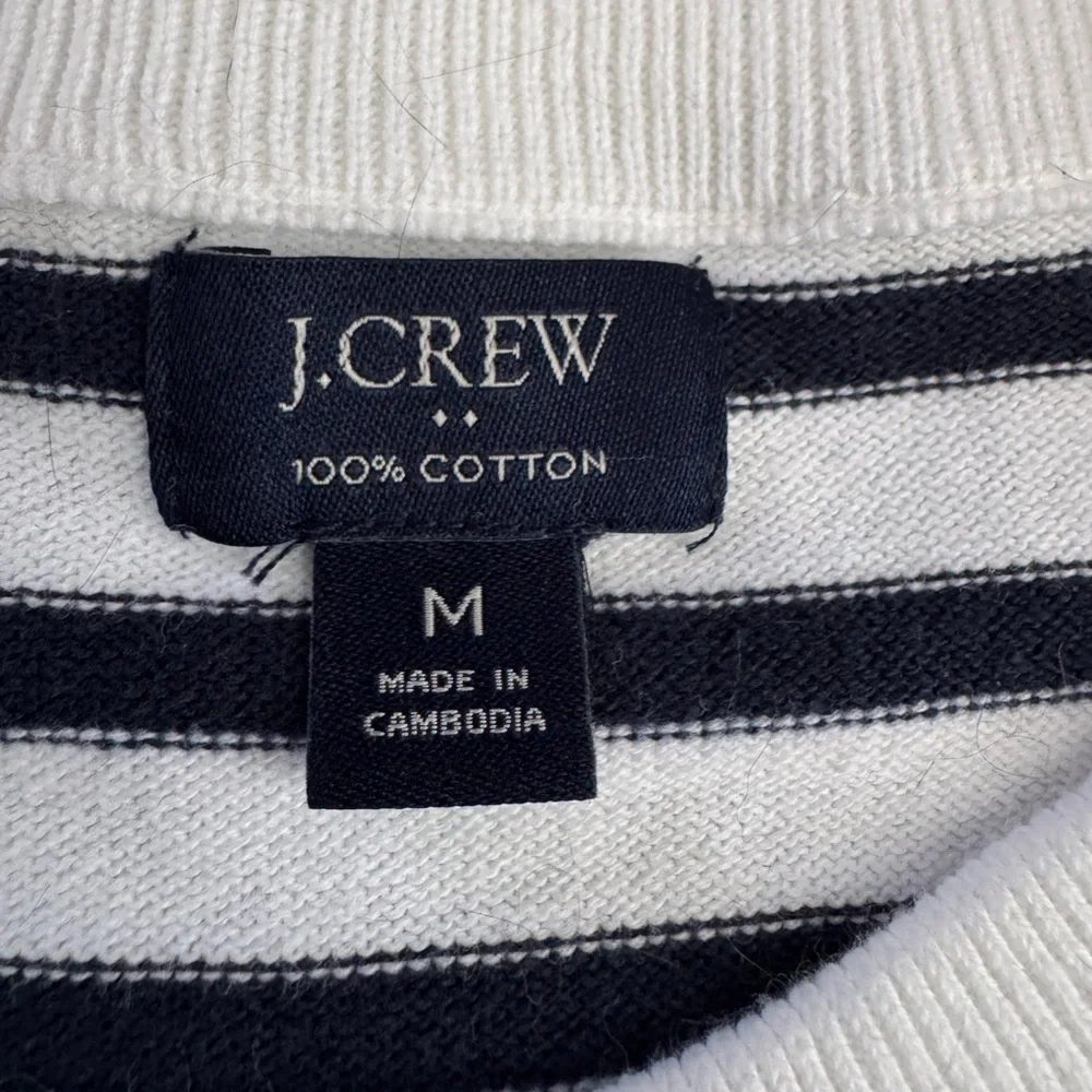 J. Crew Women's Crewneck Sweater - Black and White Stripes - Picture 7 of 12